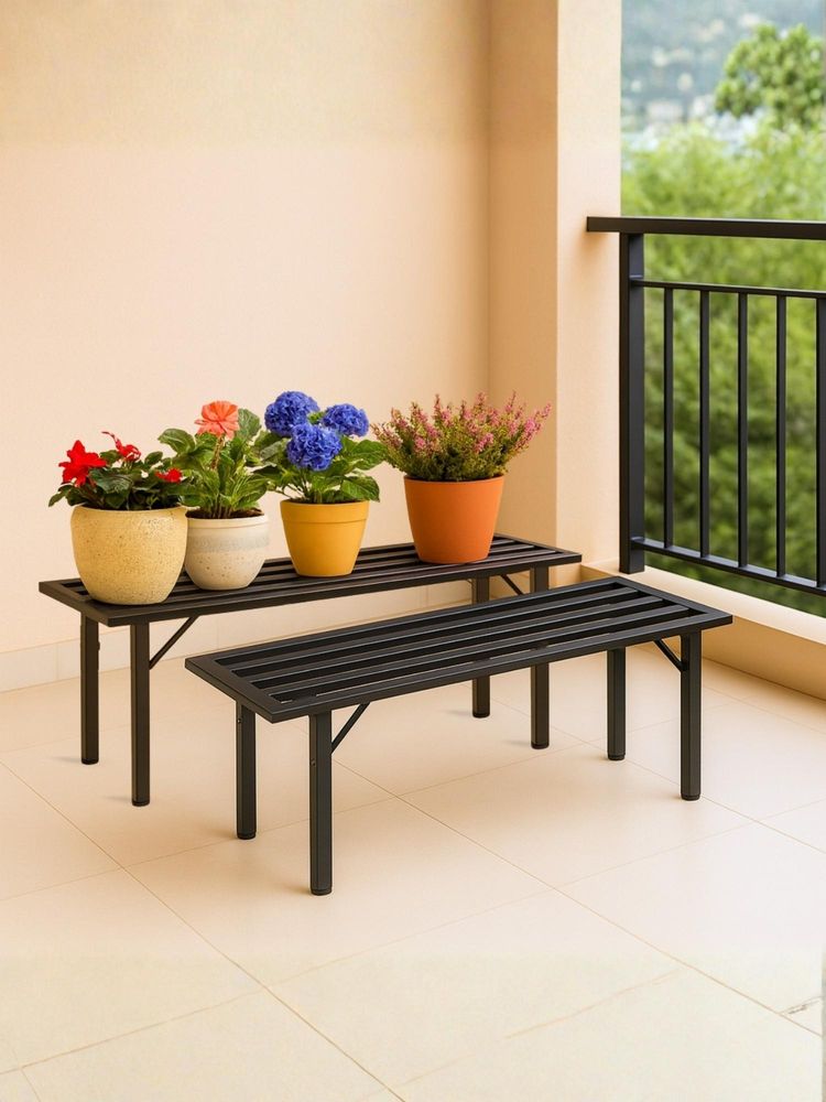 Ecofynd Adam Jr 24-Inch Black Metal Plant Stand-image-38