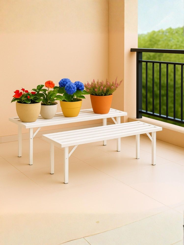 Ecofynd Adam Jr 24-Inch White Metal Plant Stand (Pack of 2)-picture-4