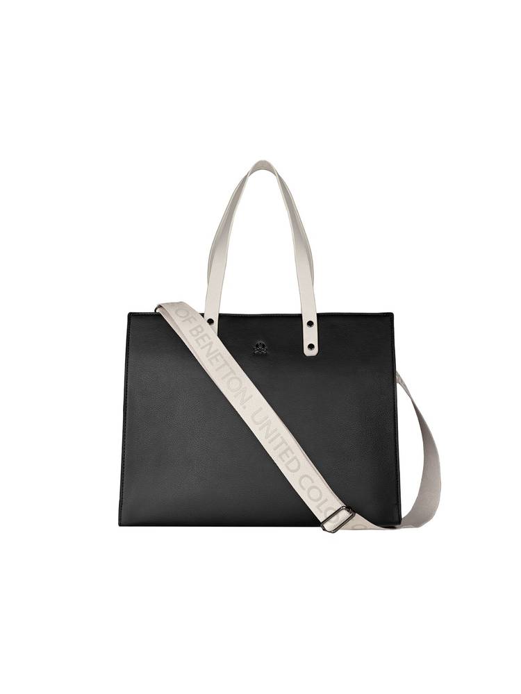 united colors of benetton fashion United Colors of Benetton Black Charlotte Tote Bag with Detachable Strap-picture-12
