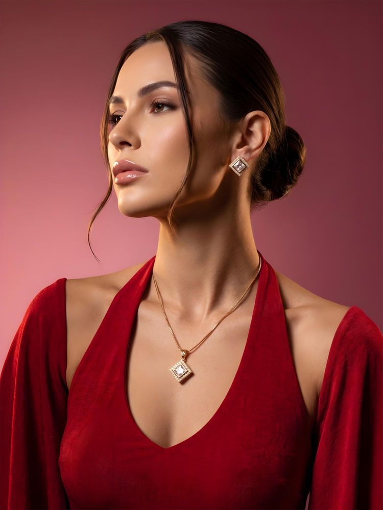 ADIVA 1 Gram Gold-Plated Polki Kundan & Stone Minimal Luxe Pendant Necklace Set-picture-17