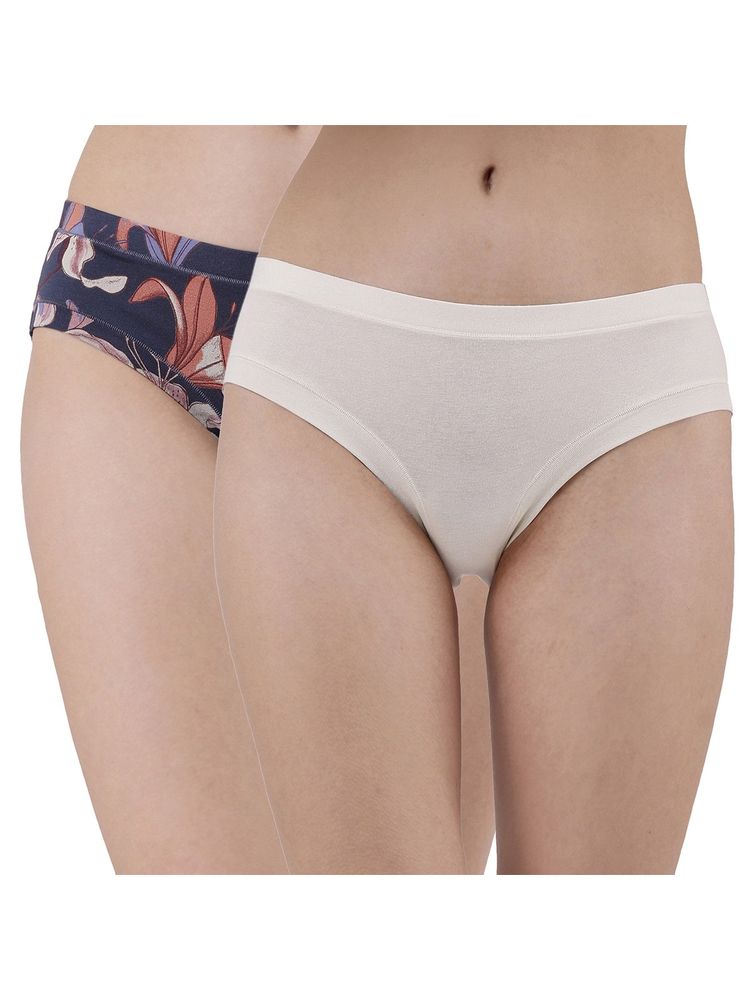 SOIE Womens Mid Rise Stretch Cotton Seamless Full Coverage Shorty Panty (Pack of 2)-picture-12