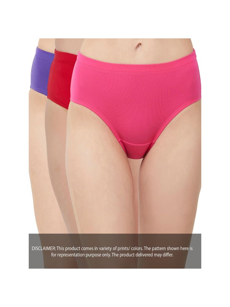 SOIE High Rise Full Coverage Solid Colour Cotton Stretch Hipster Assorted Panty (Pack of 3)-picture-16