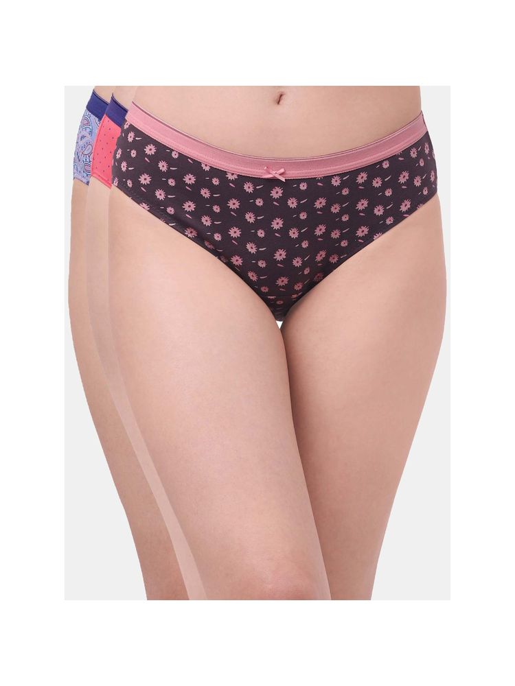 SOIE High Rise Solid And Printed Cotton Stretch Hipster Assorted Panty (Pack of 3)-picture-26