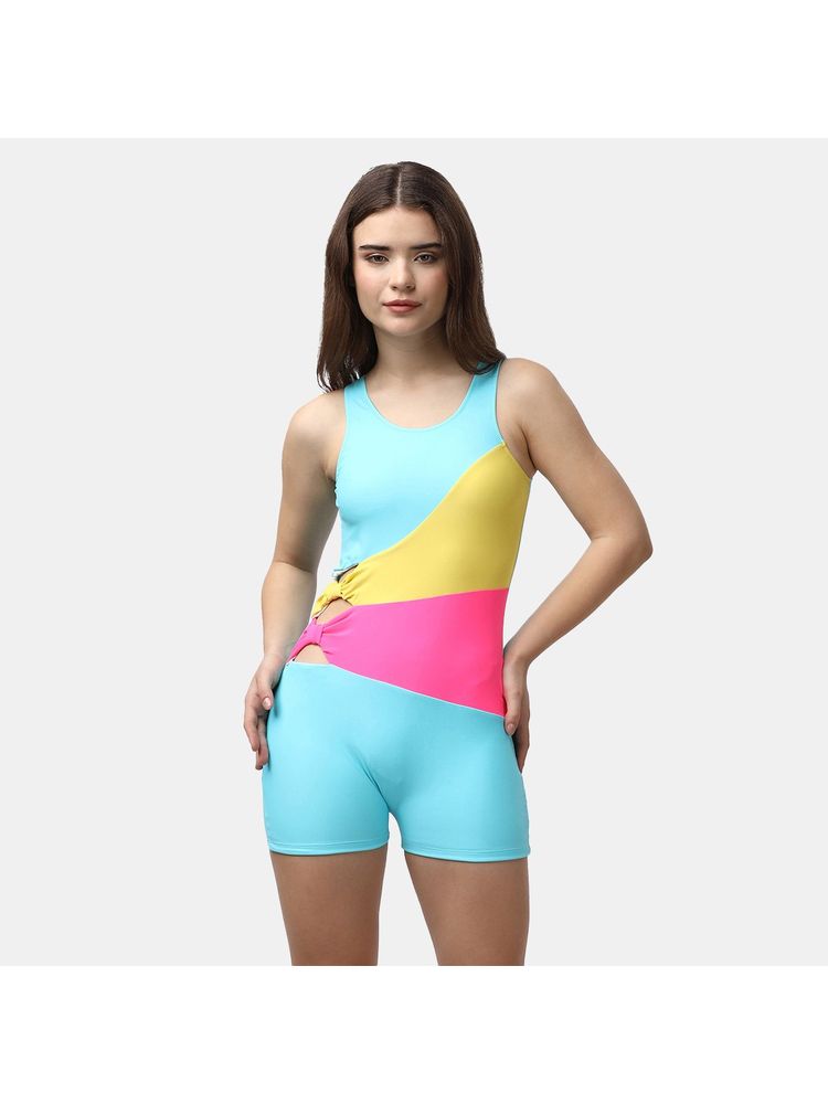 SOIE Aqua Swimwear Colour Blocked Asymmetric Swimsuit with Bow Detailing-picture-15