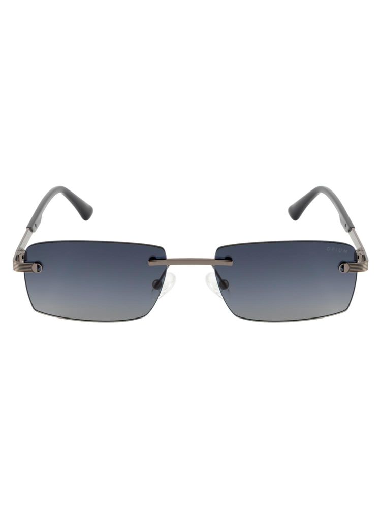 Opium Eyewear Rectangular Sunglasses for Men Grey Lens Metal Gun Metal Frame -Op-10412-C03-56 (56)-picture-26
