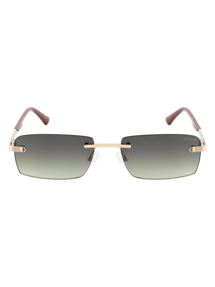 Opium Eyewear Rectangular Sunglasses for Men Green Lens Metal Gold Frame -Op-10412-C04-56 (56)-picture-10