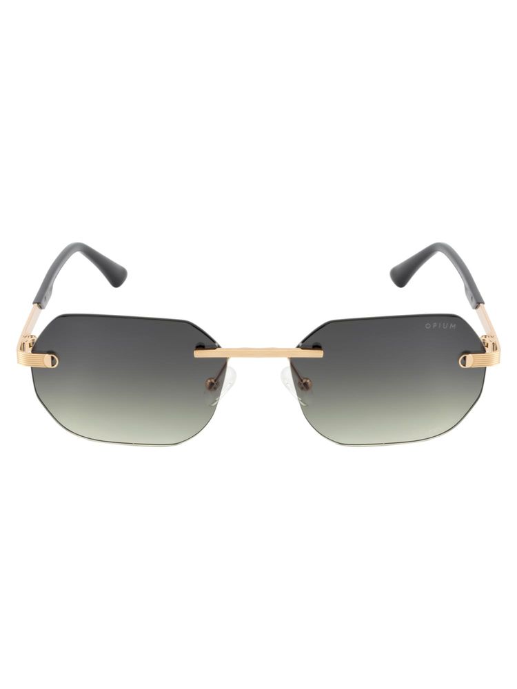 Opium Eyewear Hexagon Sunglasses for Men Green Lens Metal Gold Frame -Op-10413-C04-55 (55)-picture-28