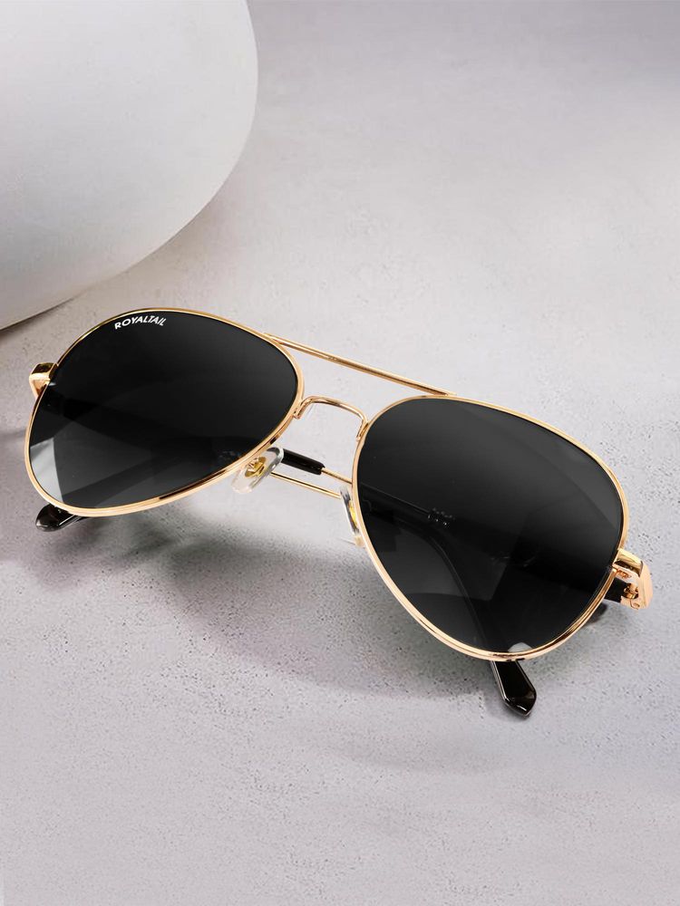 ROYALTAIL 3518 Cicero Round Pilot Shape Black Aviator Unisex Sunglasses -Rt-Sung-154 (58)-image-26
