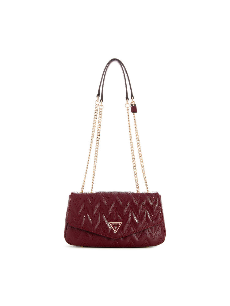 Guess Burgundy Quilted Adelard Sling Bag-image-35