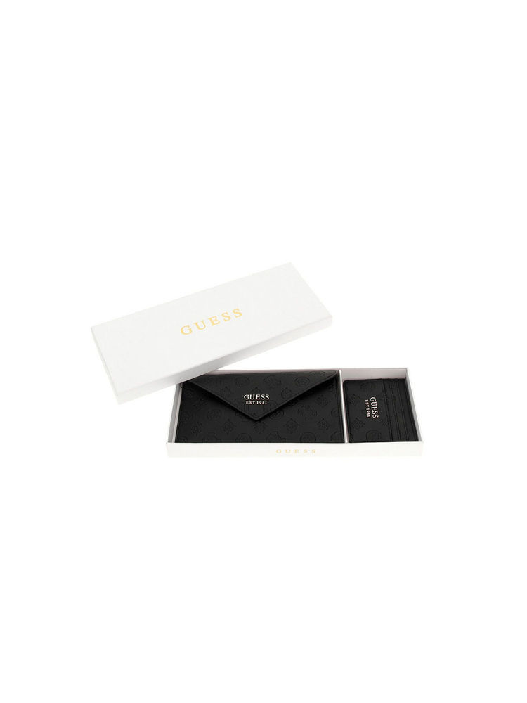 guess fashion Guess Black Textured Wilder Boxed Envelope Wallet with Card Holder-picture-40