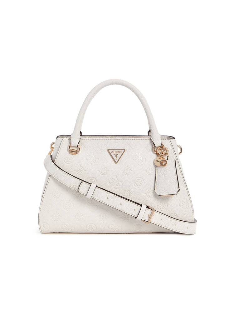guess fashion Guess Off White Textured Cresidia Luxury Satchel Bag with Detachable Strap-picture-13