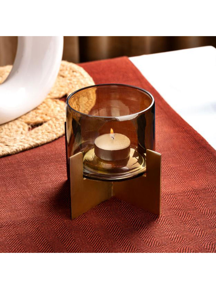 The Pitara Project Gold T Light Holder Metal Stand-image-0