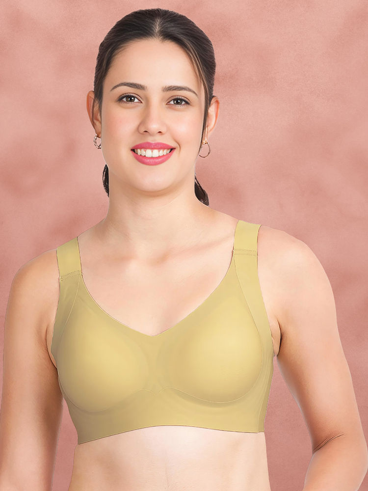 Shyaway By Shyle Hemp Green Support 3/4Th Coverage Wirefree Padded Non Detachable Seamless Bra-image-6