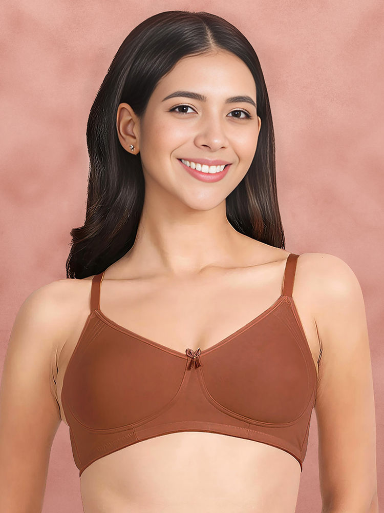 Shyaway By Susie Rustic Brown Wirefree Full Coverage Seamless Hi- Support Non Padded Bra-image-27