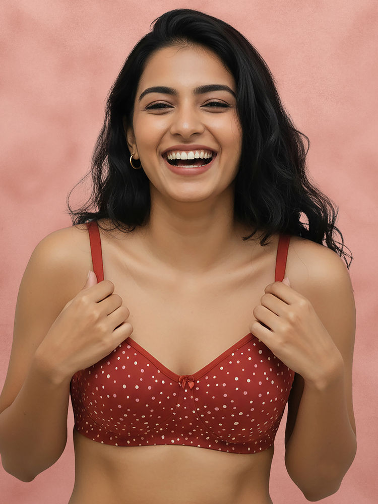 Shyaway By Susie Rust Ochre 3/4Th Coverage Non Detachable Wirefree Non Padded Seamless Bra-image-12