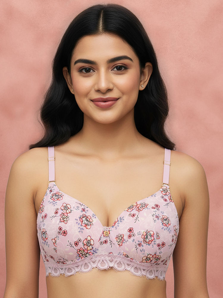 Shyaway By Susie Ballet Slipper 3/4Th Coverage Floral Padded Wirefreee Seamed Multiway Bra-image-18