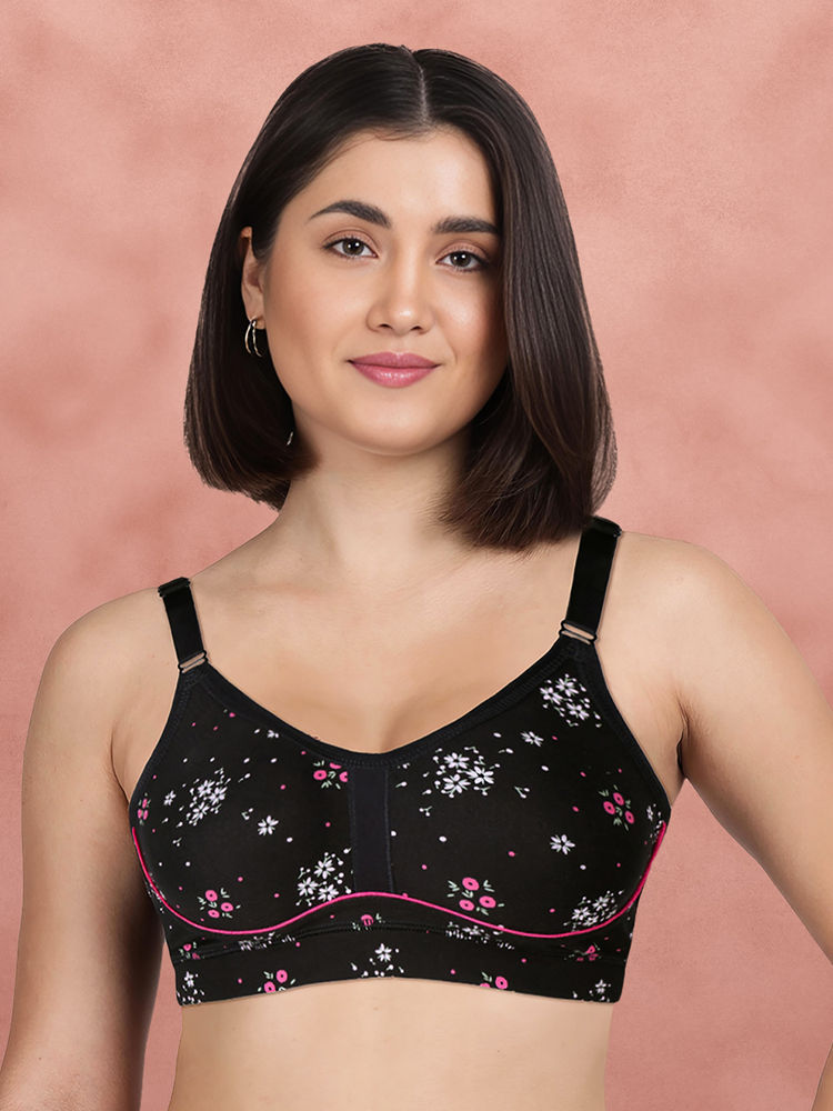 Shyaway By Susie Black Beauty 3/4Th Coverage Seamless Contrast Piping Moulded Wirefree Bra-image-23