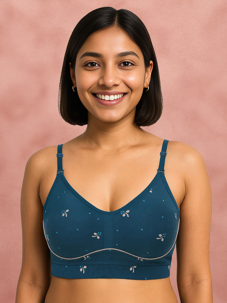 Shyaway By Susie Teal 3/4Th Coverage Seamless Contrast Piping Moulded Wirefree Bra-image-39