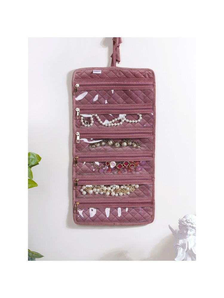 Nestasia Pink Foldable Jewellery Organiser Roll 10x20 Inch