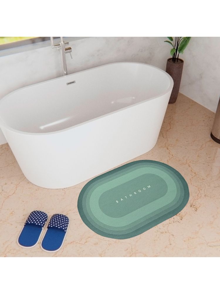 Kuber Industries Oval Bathroom Mat Soft Anti Skid Bath Mat Non Woven Floor Mat HY083 Green-picture-12