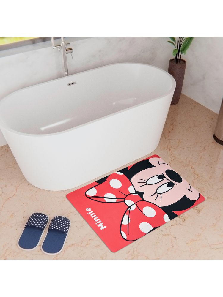Kuber Industries Disney Minnie Bathmat | Anti Skid Door Mat | Super Absorbent Bath Mat | HY019 | Red-image-4