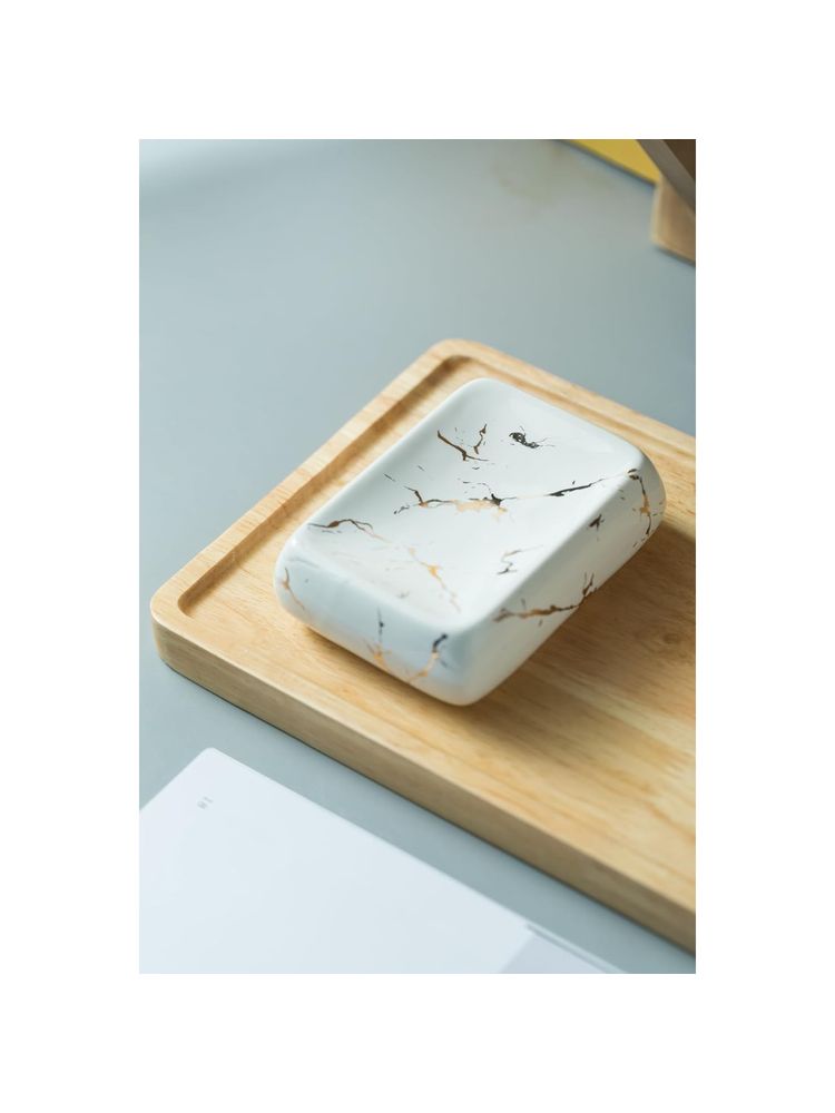 Kuber Industries Soap Holder Ceramic Bathroom Soap Tray Soap Holder for Kitchen Sink ZX041WT White-image-6