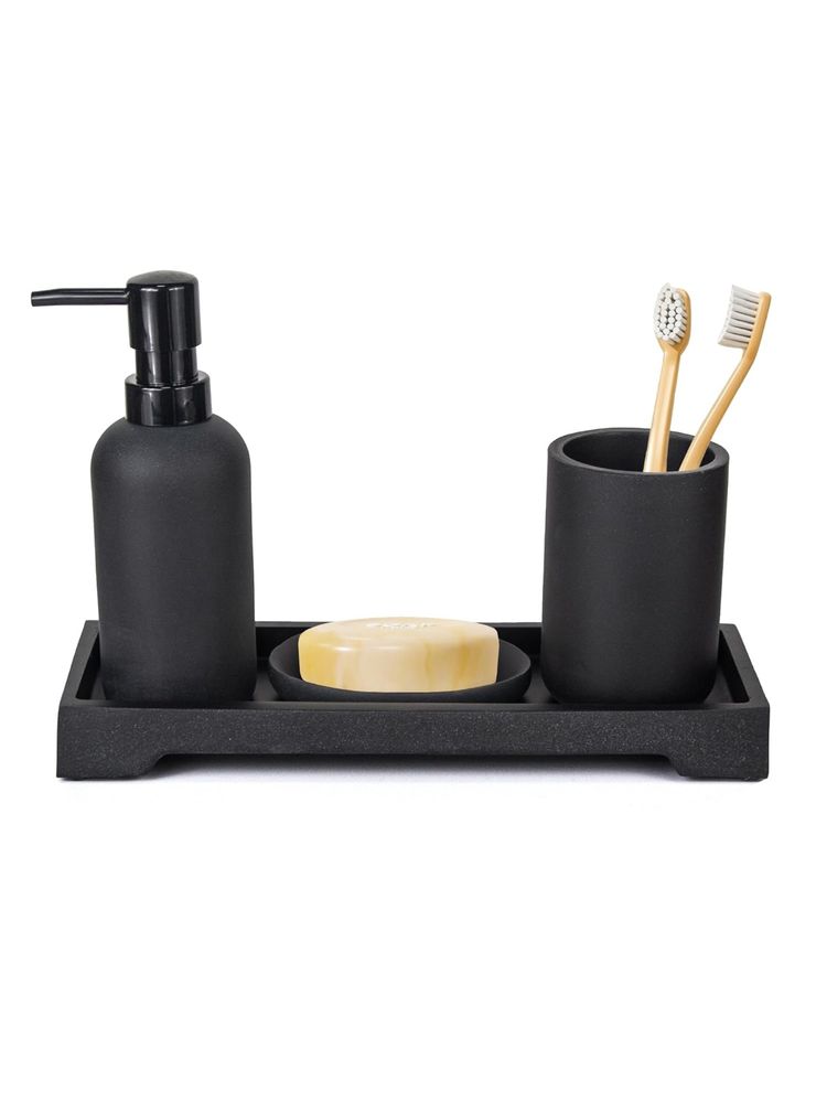 Kuber Industries Premium 4-PieceSet | Soap Dish | Liquid Soap Dispenser (200ml) |Black-image-9