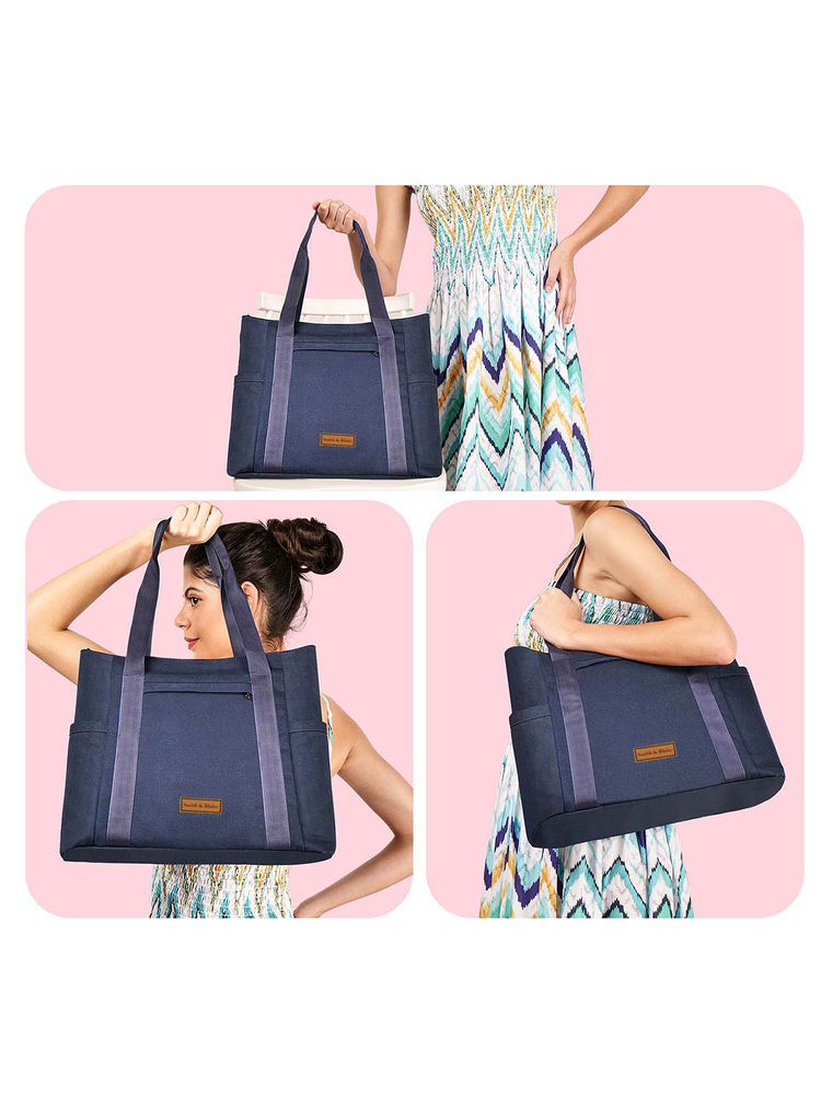Smith & Blake Women Casual Tote Bag Zippered with Multiple Pockets (S)-image-5