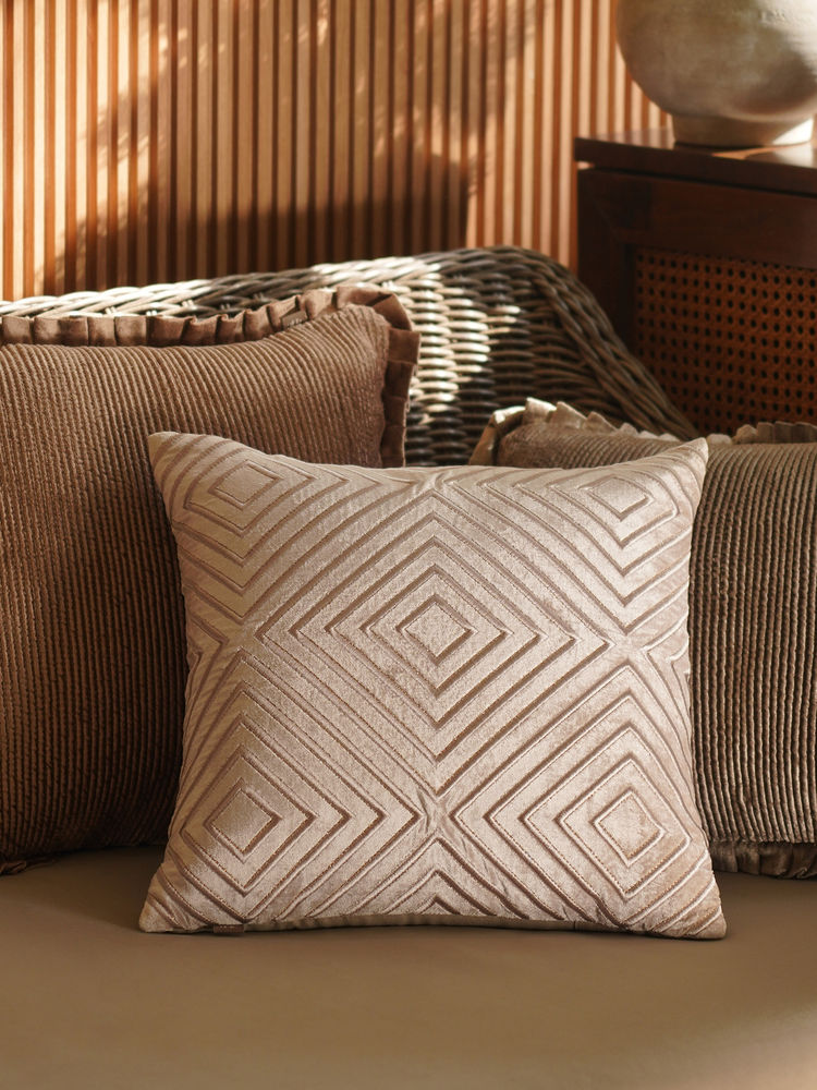 Pure Home + Living Beige Diamond Stripe Embroidered Cushion Cover-image-44