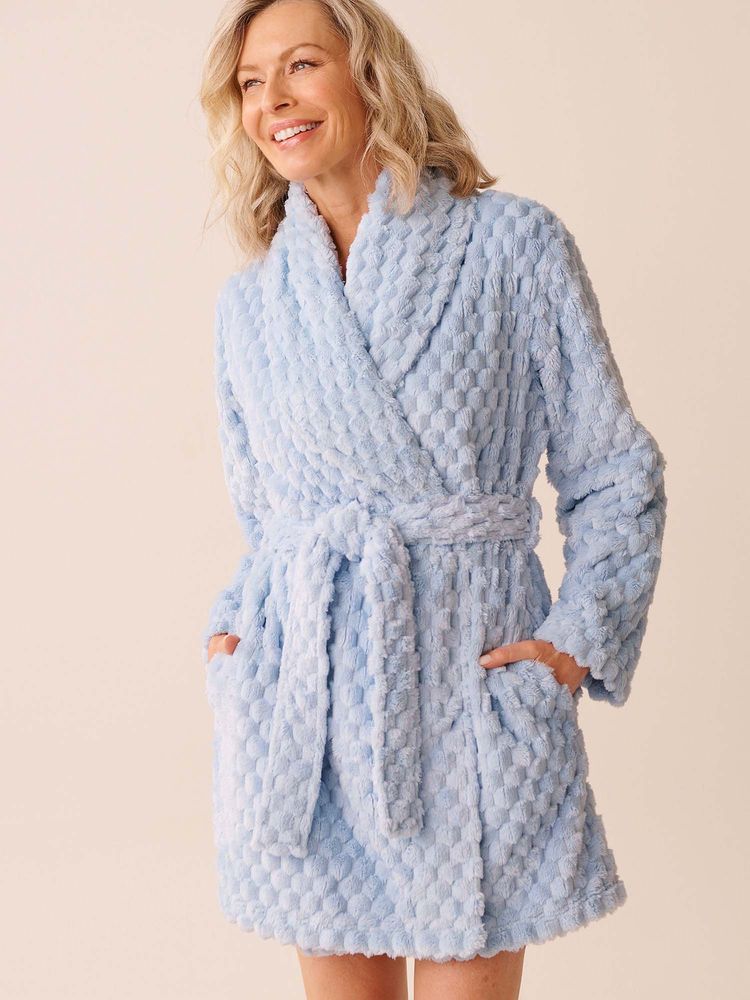 La Vie En Rose Blue Polyester Robe with Belt-picture-22
