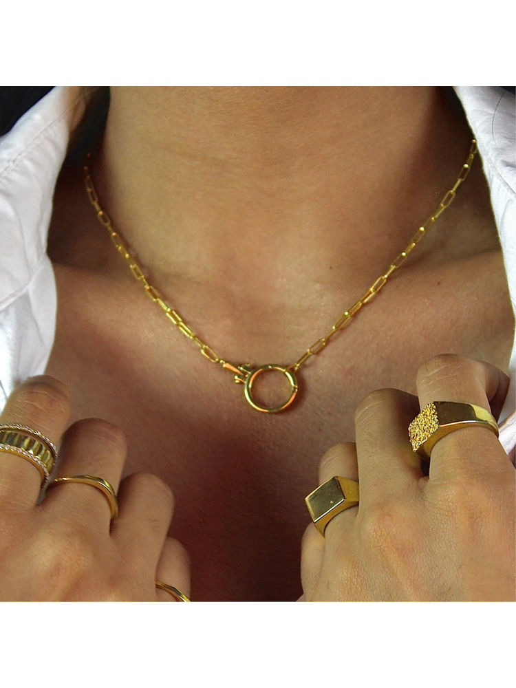ANUSHKA JAIN JEWELLERY 925 Open Lock Necklace In Sterling Silver With Gold Vermeil-image-6