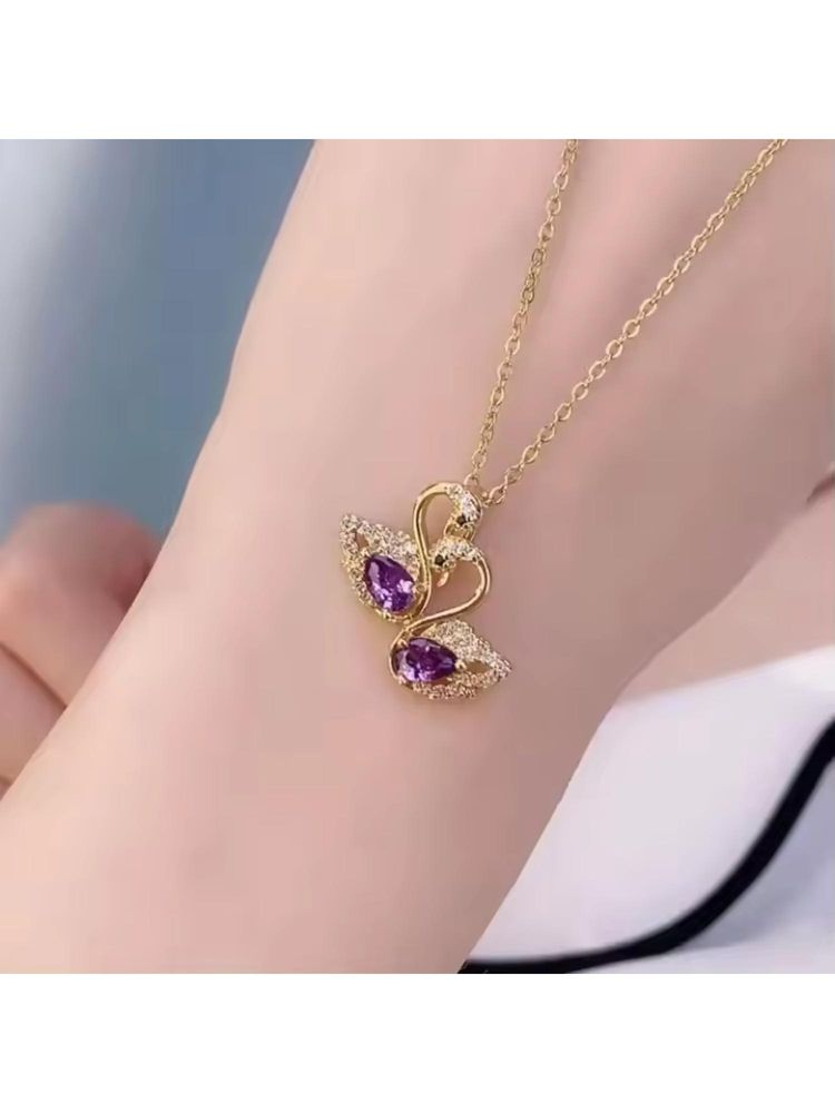 Gahan Copper Purple Crystal Butterfly Pendant Necklace-picture-48
