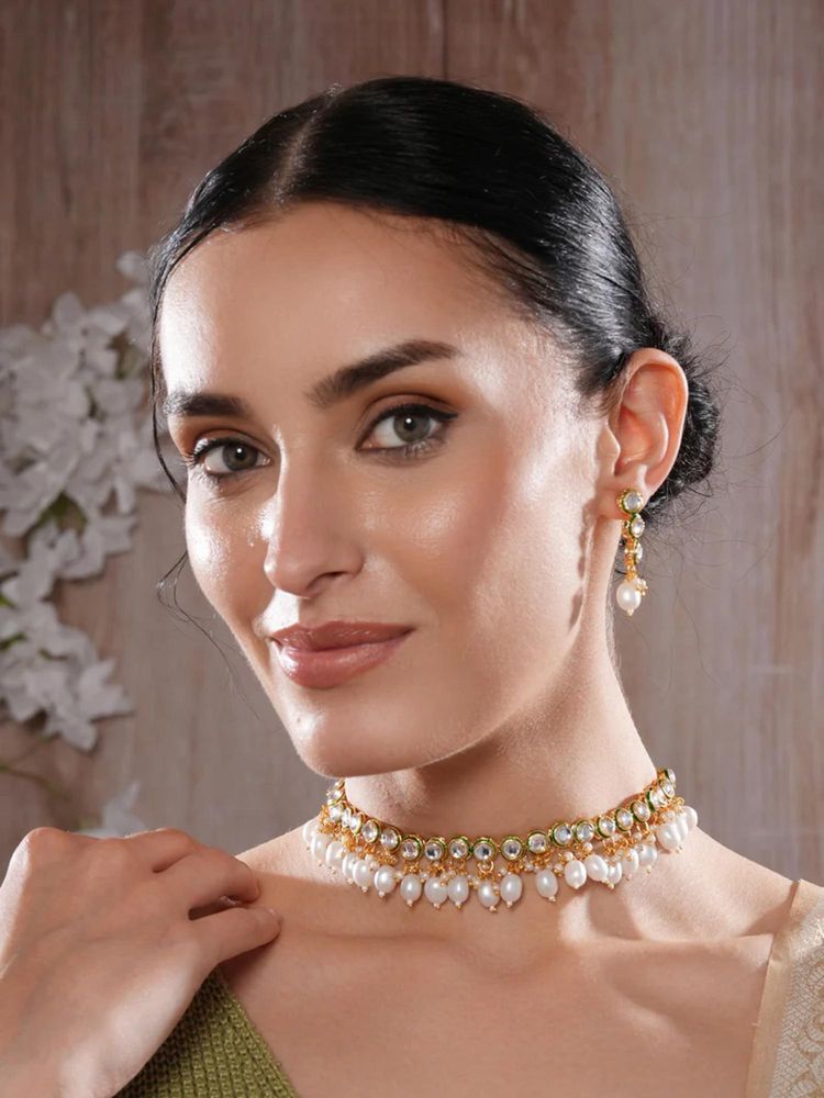 Gahan Jazz And Sizzle Gold-Plated Circular Kundan Studded & Beaded Jewellery Set-picture-33