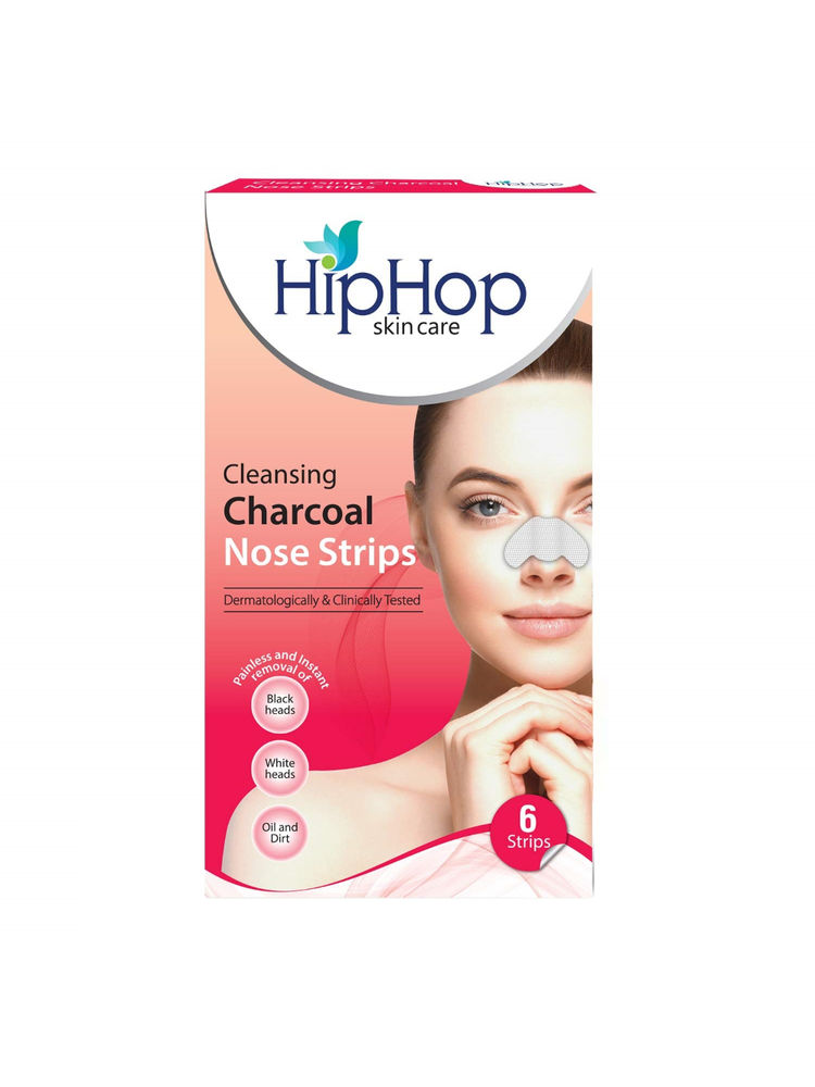 Hiphop Skin Care Cleansing Charcoal Nose Strips for Women - Blackhead Remover & Pore Cleanser (6 Strips)