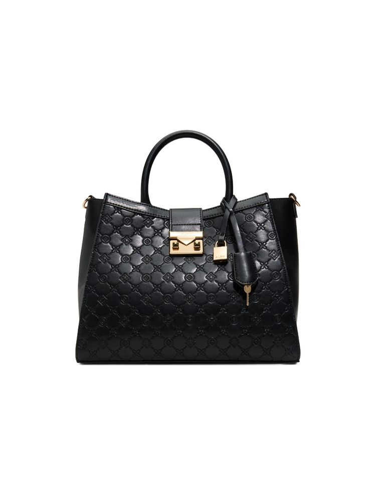 Aldo CRELALLY Women Black Satchel with Pouch & Charm (Set of 3)-picture-20