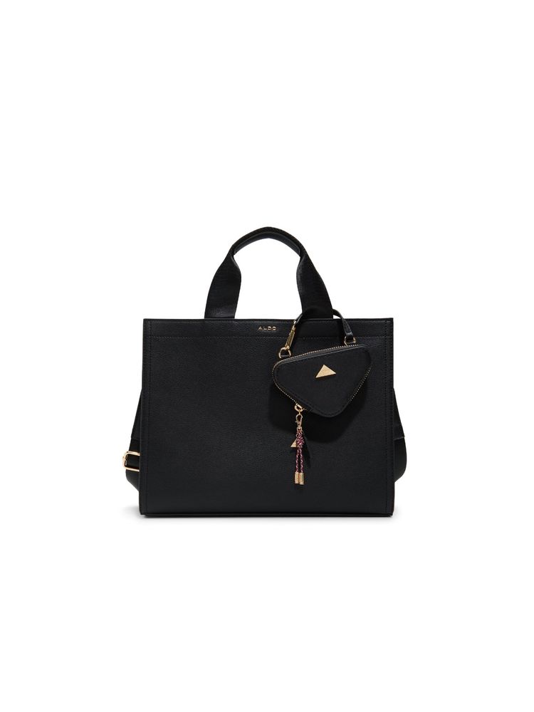 Aldo MTL72TOTE Women Black Satchel Bag with Pouch & Coin Pouch (Set of 3)