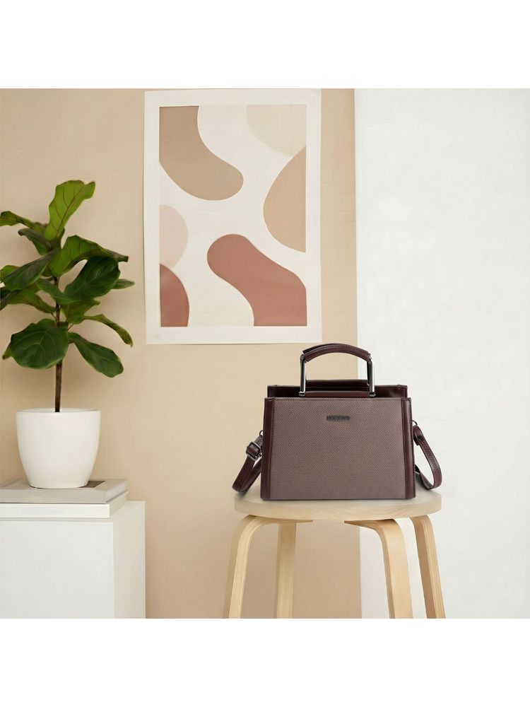 Metro Textured Brown Satchel Bag-picture-33