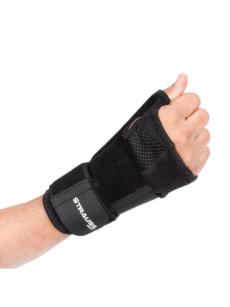 Strauss Thumb Support with Wrist Wrap, Free Size (Black)-image-7