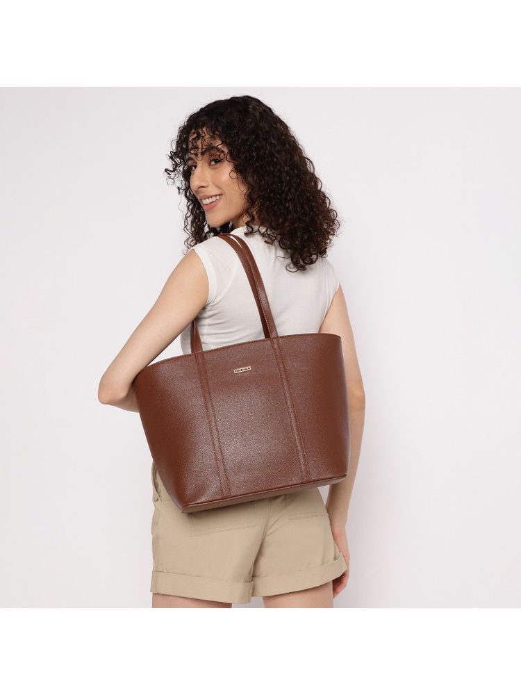 fastrack accessories Fastrack Women Brown Solid Essential Tote Fits Upto 14" Laptop-picture-28