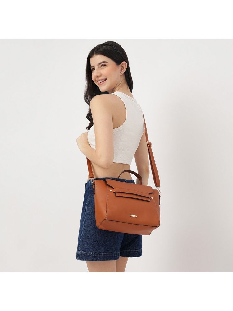 fastrack accessories Fastrack Women Solid Brown Satchel Bag-picture-13