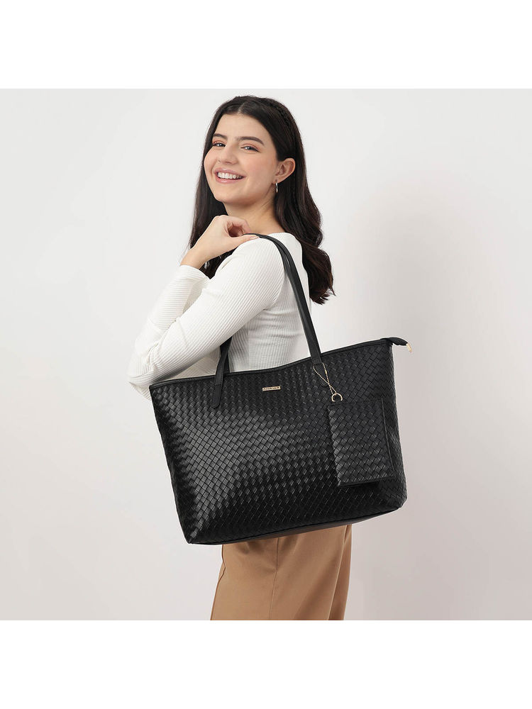 fastrack accessories Textured Oversized Structured Tote Bag For Women With A Removable Pouch (Set of 2)-picture-19