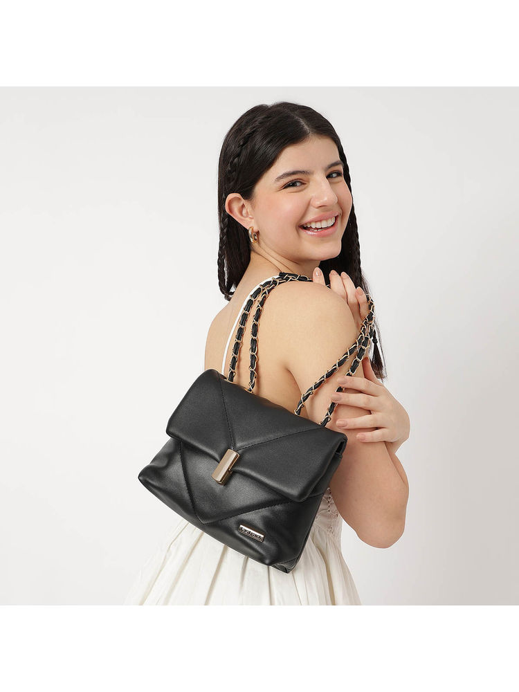 fastrack accessories Quilted Sling Bag For Women With Push Lock And Unique Metal And PU Sling Straps-picture-10