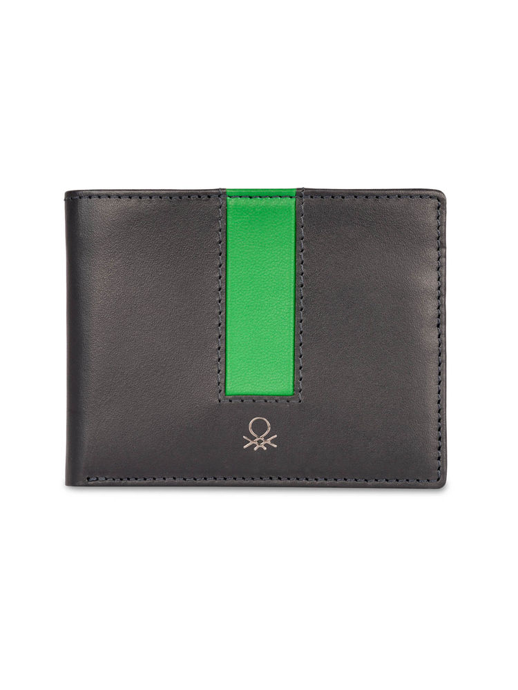 United Colors of Benetton Men Rfid Protected Olten Slimfold Wallet - Black-image-3