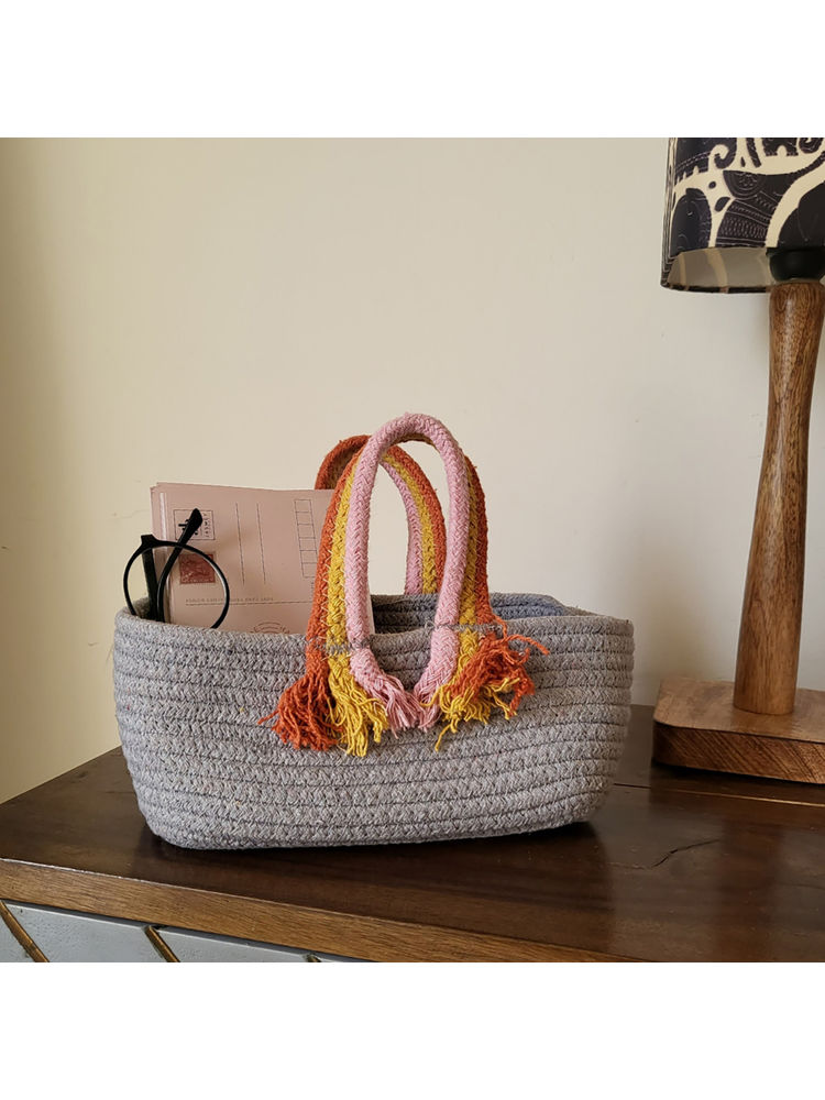 JASMEY HOMES Boho Storage Basket Grey-image-35