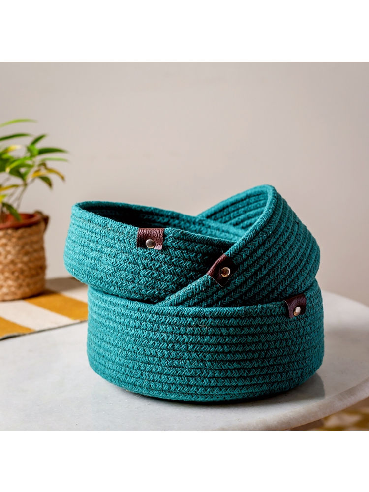 JASMEY HOMES Set of 3 Shelf Basket - Teal-image-47