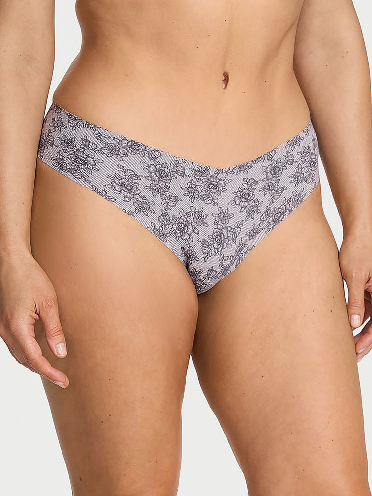 Victoria's Secret Grey Printed Polyamide Regular Thong Panty-image-24