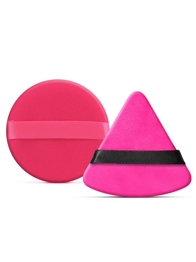 Matra Round & Triangle Pizza Powder Puff Makeup Sponge Finger Pad With Strap Combo (color May Vary)-picture-19
