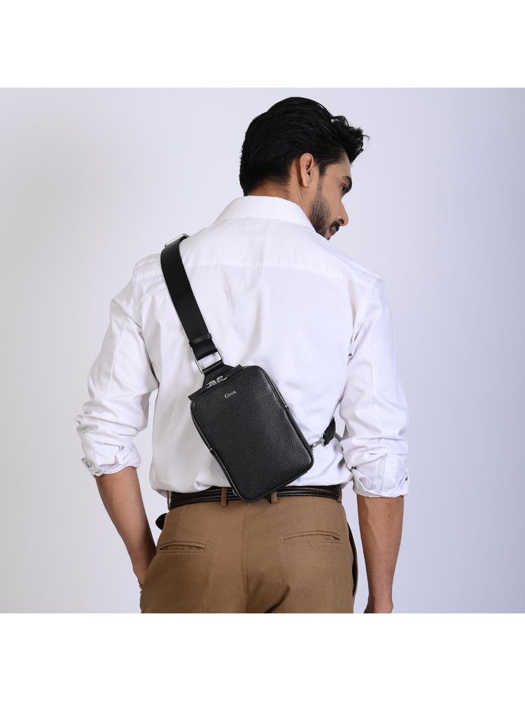 Gioia Mario V leather Crossbody Sling Bag - Black-image-20