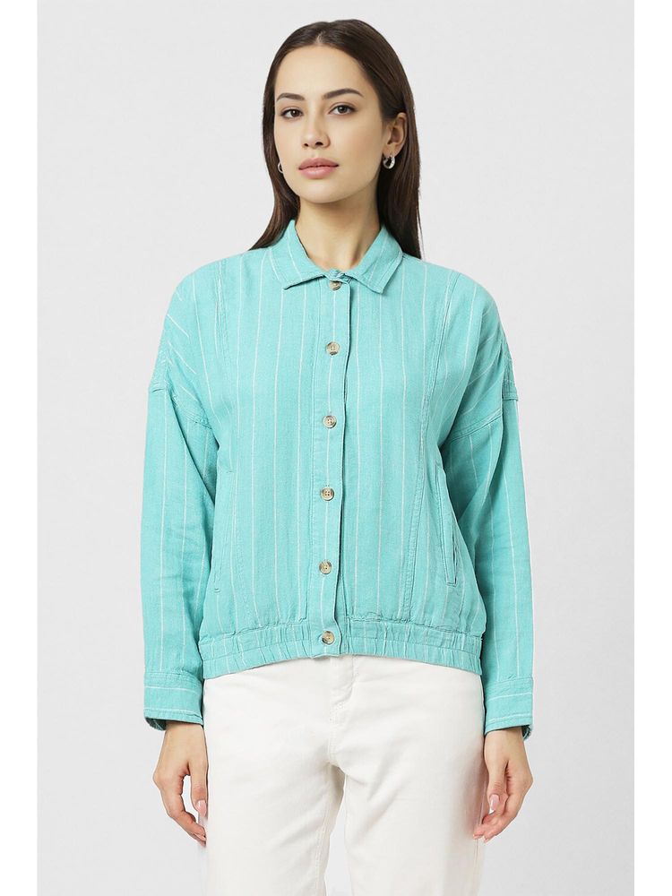 Van Heusen Women Blue Stripes Casual Jacket-picture-14