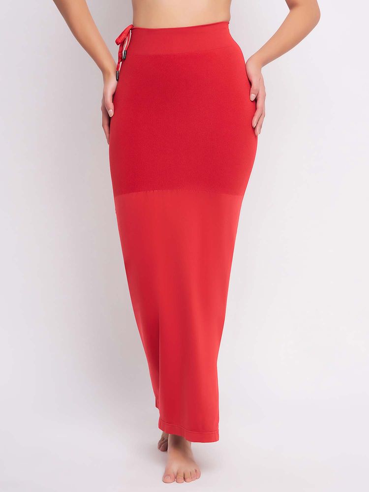 Clovia Red Drawstring Saree Shapewear-picture-25